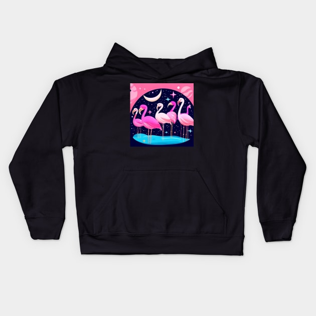 Flamingos Graphic . Kids Hoodie by Canadaman99